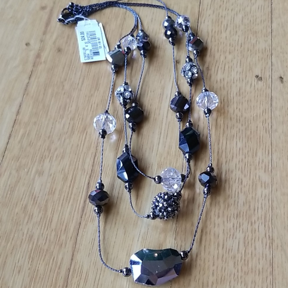 Macy's Black Necklace, 3 Strands, 18"